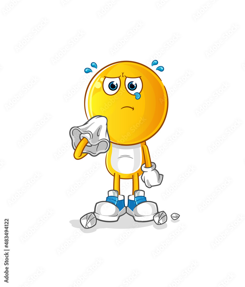 emoticon head cartoon cry with a tissue. cartoon mascot vector emoticon head cartoon cry with a tissue. cartoon mascot vector
