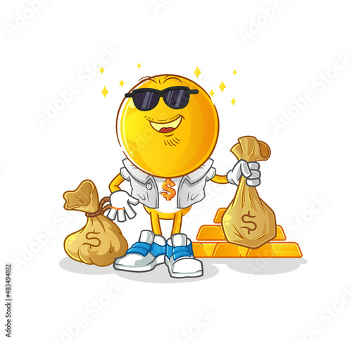 emoticon head cartoon rich character. cartoon mascot vector