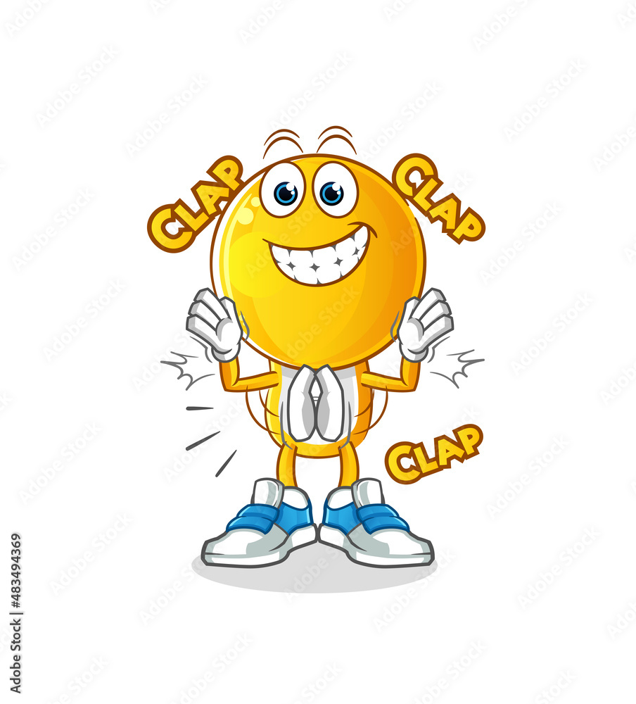 Obraz premium emoticon head cartoon applause illustration. character vector