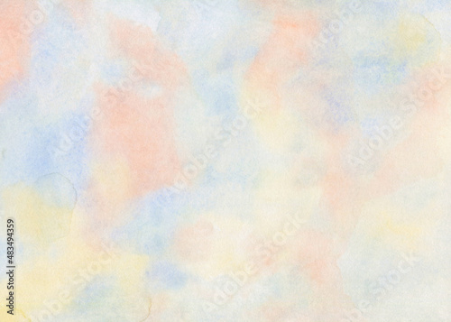 Abstract worn pattern background similar to the sky with clouds. grunge canvas background or texture. Mixed media watercolor and acrylic on paper. Drawn abstract clouds.