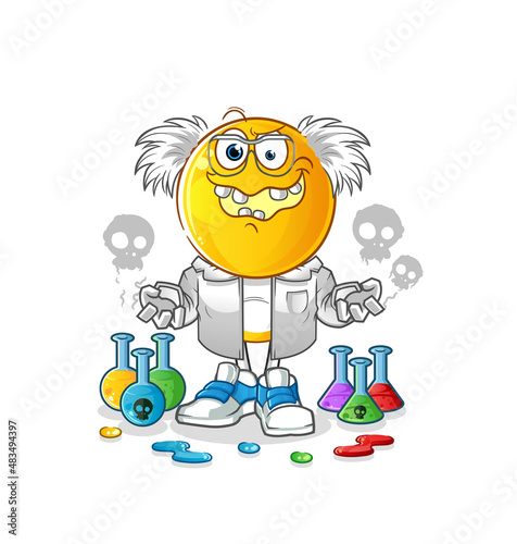 emoticon head cartoon mad scientist illustration. character vector