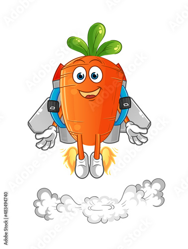 carrot with jetpack mascot. cartoon vector