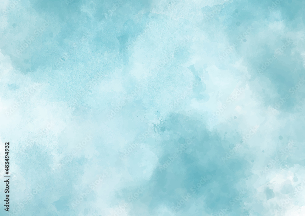 Fotografie Teal coloured hand painted watercolour background