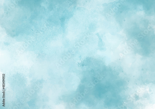 Teal coloured hand painted watercolour background