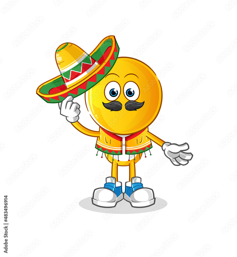 emoticon head cartoon Mexican culture and flag. cartoon vector
