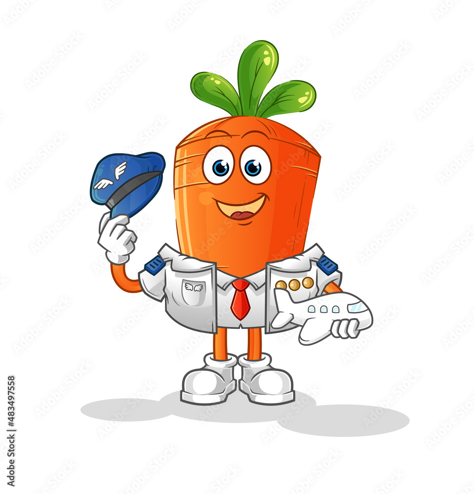 Obraz premium carrot pilot mascot. cartoon vector