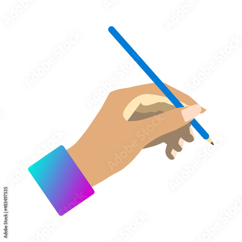 hand holding pencil ilustration for illustration element, educational or bussines template element