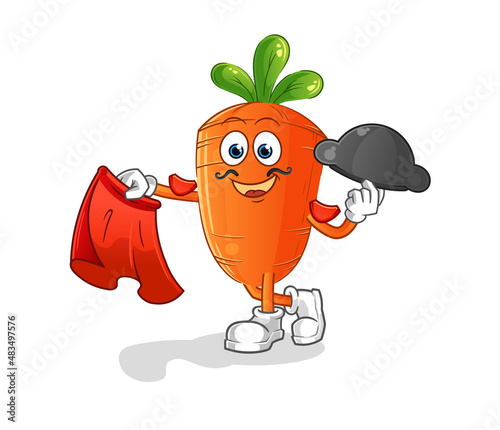 carrot matador with red cloth illustration. character vector