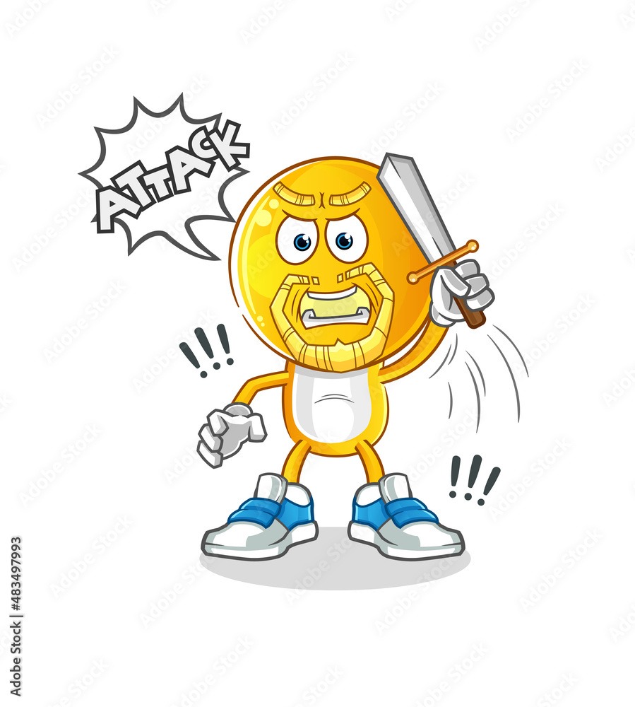 emoticon head cartoon knights attack with sword. cartoon vector emoticon head cartoon knights attack with sword. cartoon vector