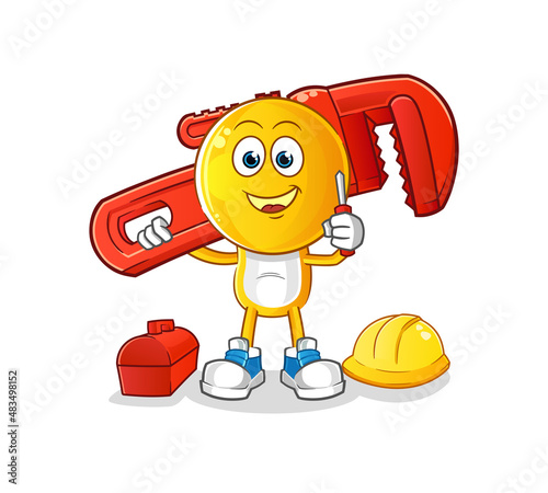 emoticon head cartoon plumber. cartoon mascot vector