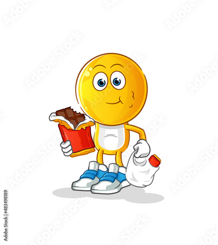 emoticon head cartoon eat chocolate mascot. cartoon vector