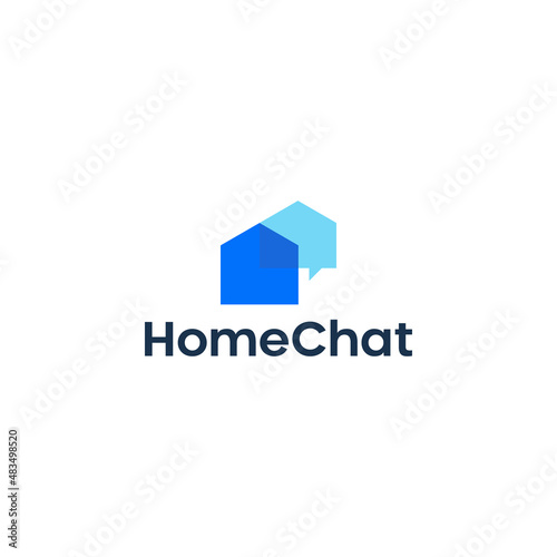 Home house chat logo design simple creative concepts Premium