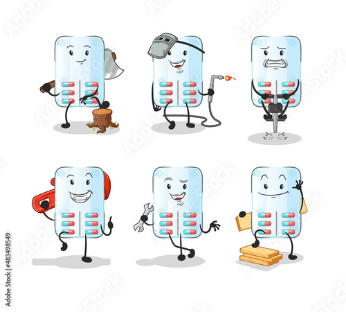 medicine worker set character. cartoon mascot vector