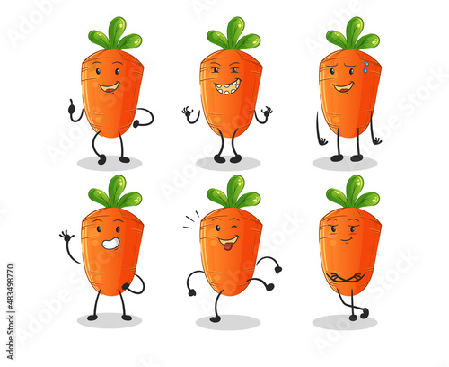 carrot happy set character. cartoon mascot vector