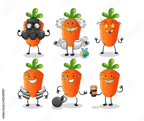 carrot villain group character. cartoon mascot vector