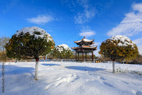 Wallpaper Mural Traditional ancient architecture Pavilion in snow, North China Torontodigital.ca
