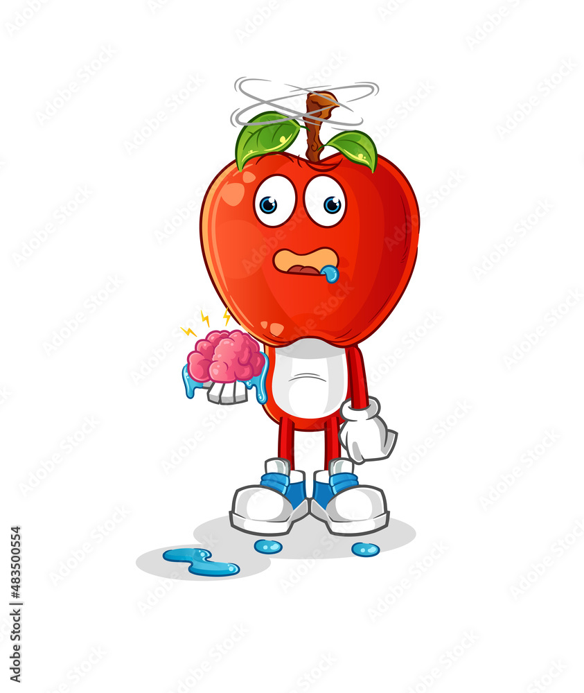 apple head cartoon no brain vector. cartoon character apple head cartoon no brain vector. cartoon character