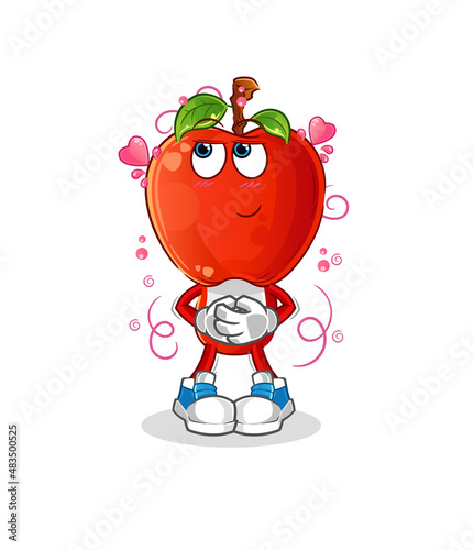 apple head cartoon shy vector. cartoon character