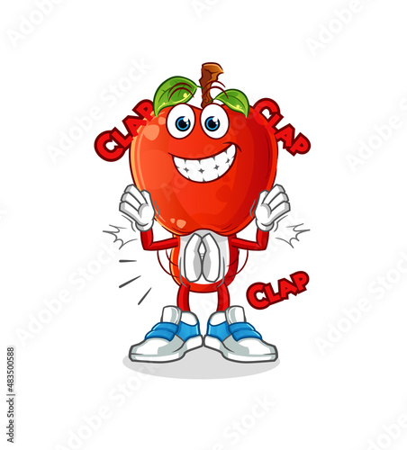 apple head cartoon applause illustration. character vector