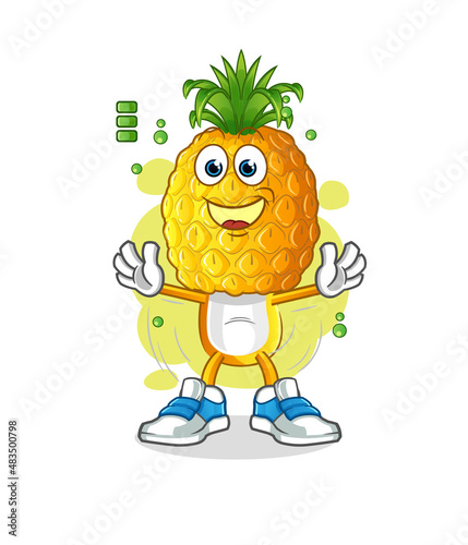 pineapple head cartoon full battery character. cartoon mascot vector photo