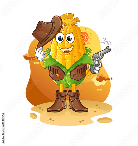 corn cowboy with gun character vector