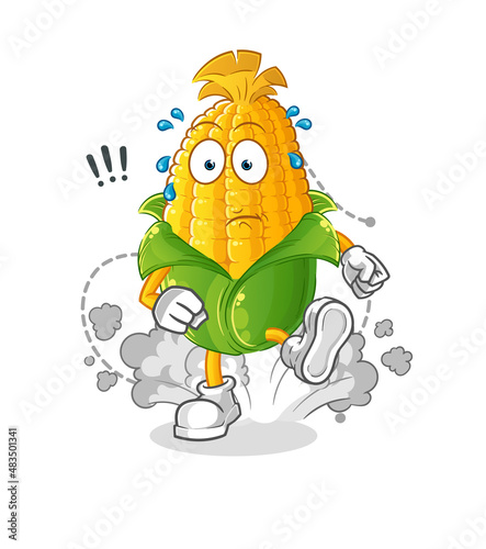 corn running illustration. character vector