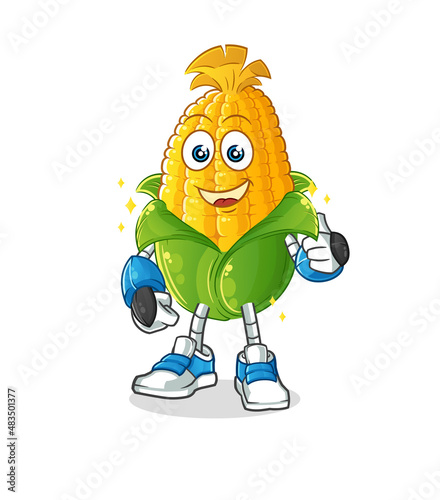 corn robot character. cartoon mascot vector