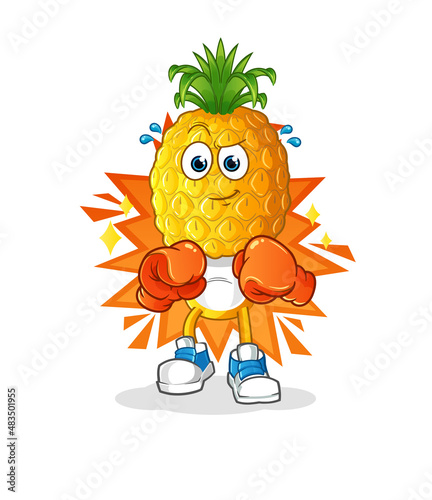 pineapple head cartoon boxer character. cartoon mascot vector