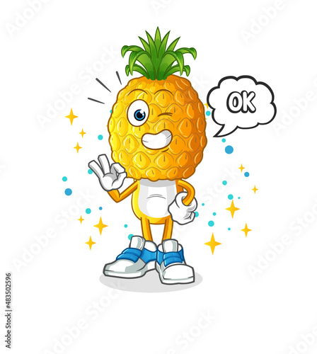 pineapple head cartoon agree mascot. cartoon vector