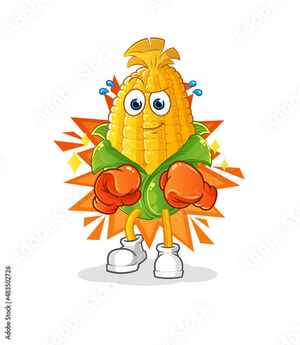 corn boxer character. cartoon mascot vector