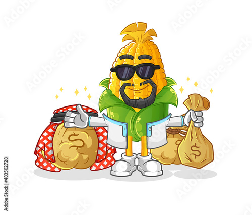 corn rich arabian mascot. cartoon vector