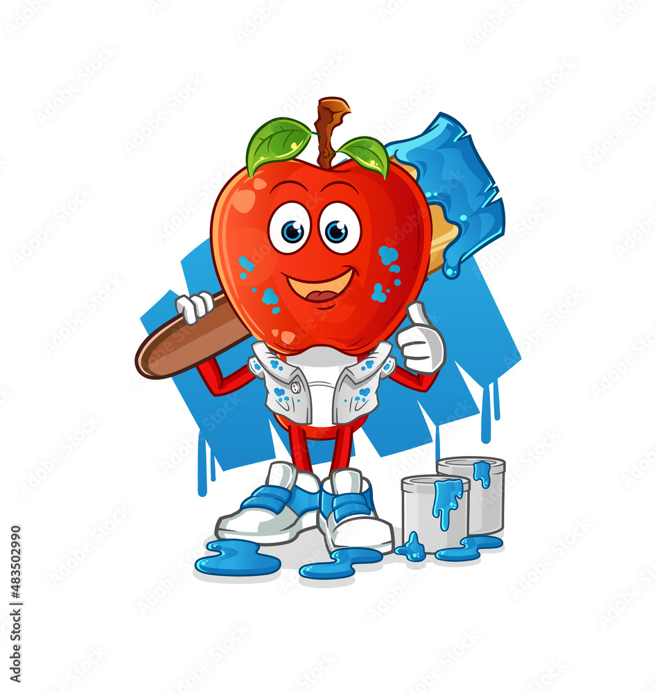 Obraz premium apple head cartoon painter illustration. character vector