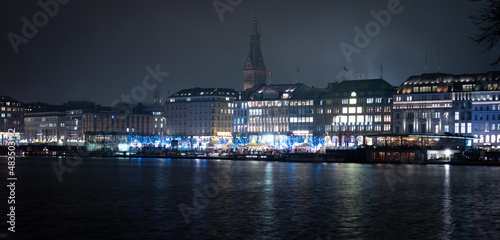 Wallpaper Mural The Alster lake in the city center of Hamburg by night - street photography Torontodigital.ca