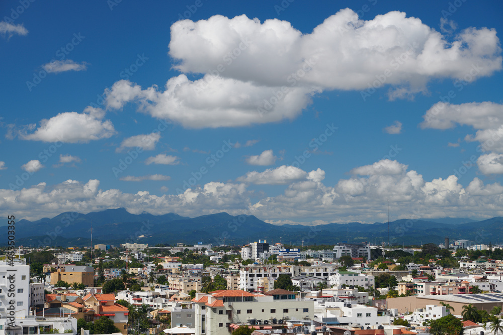 Santo Domingo Dominican Republic with blue sky and white clouds