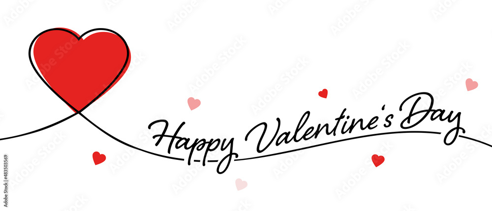 Happy Valentine's Day - Heart icons and text on a white background