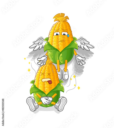 corn spirit leaves the body mascot. cartoon vector