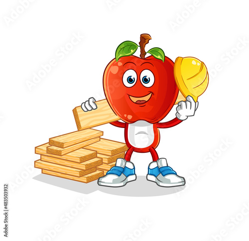 apple head cartoon builder vector. cartoon character
