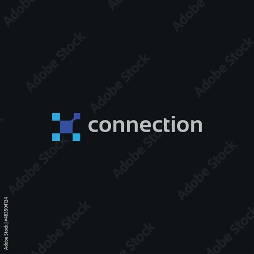 Connection technology logo design vector template