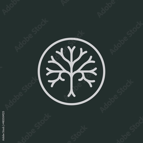 Abstract round tree logo icon. Universal creative premium solid symbol. Vector circle life tree sign