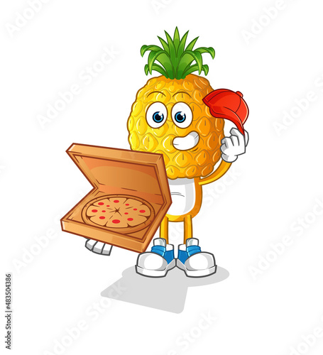 pineapple head cartoon pizza delivery boy vector. cartoon character