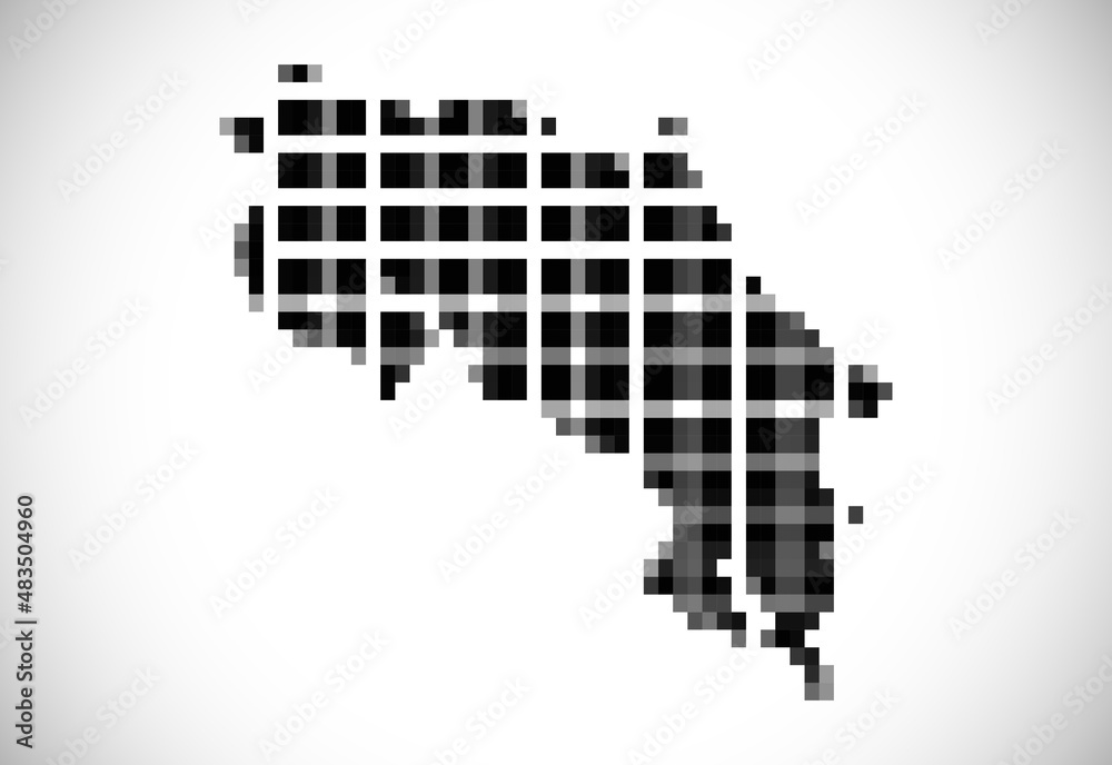 Pixel map of Costa Rica. The dotted map is on white background. Vector illustration