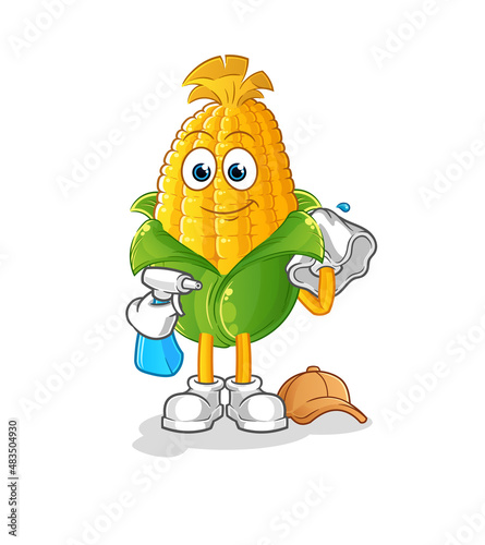 corn cleaner vector. cartoon character