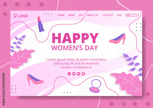 Women's Day Landing Page Template Flat Illustration Editable of Square Background Suitable for Social Media, Greeting Card and Web Internet Ads