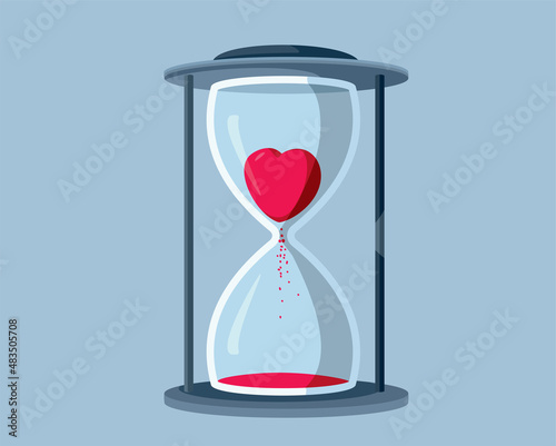 Heart in Hourglass Vector Conceptual Illustration
