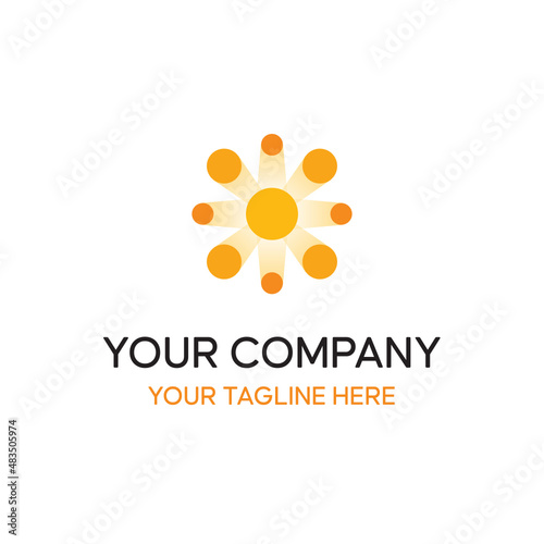 Solar Energy Sun Data Connect Dots Vector Abstract Illustration Logo Icon Design Template Element