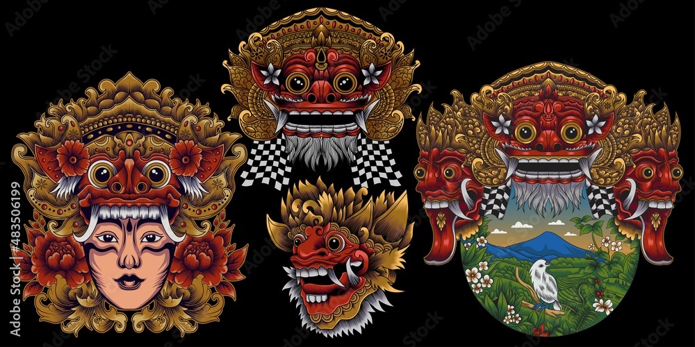 Obraz premium Balinese Barong Culture mask Collection