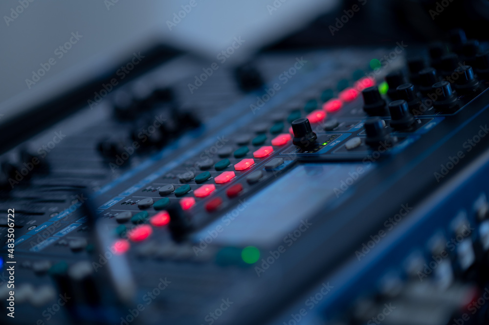 sound check for concert, mixer control, music engineer, backstage sound check for concert, mixer control, music engineer, backstage