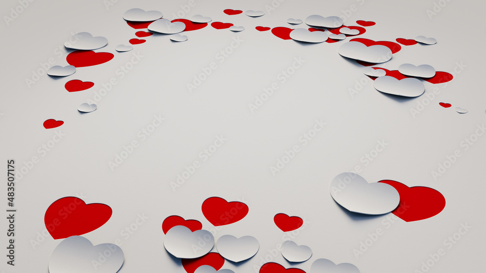 Paper Heart background with copy space. White and Red Valentine's day ...