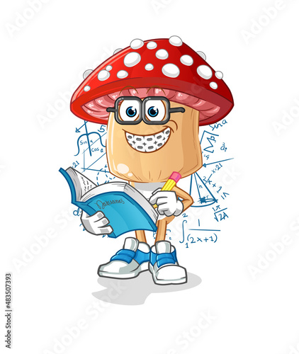 red mushroom head cartoon geek. cartoon mascot vector