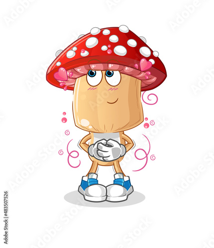 red mushroom head cartoon shy vector. cartoon character